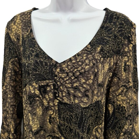 Y2K Bellessa Black Gold Asymmetrical Blouse Dark Romantic WhimsiGoth Fairy M - Picture 3 of 10